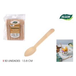 Algon Set de 50 Cucharas de Café de Madera, 13.8 cm de largo (20 Unidades)