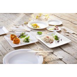 Algon Set de 25 Platos de Cartón Cuadrado con Laca de Soja, 26 cm (15 Unidades)