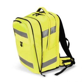 Dicota Mochila Hi-Vis 32-38L Ampliable Amarilla Seguridad Trabajo Exterior EN ISO 20471 TPU 600D rPET Impermeable