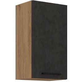 ROCK40G1F Columna ROCK Melamina 1 Puerta Roble Lancelot y Gris Matera - Mueble de Almacenaje 40x72 cm