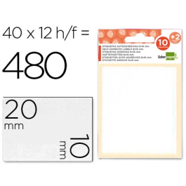 Liderpapel Etiquetas Adhesivas 10x20 mm Blanco Sobres de 10 + 2 Hojas Gratis 40 Etiquetas/Hoja Precio: 8.49999953. SKU: B16GZW2GGH