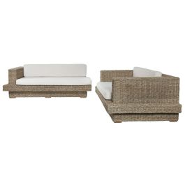 DKD Home Decor Indo 1c25 Sofá de Jardín/Salón Natural Fibra y Teca, Set 3 Piezas con Cojines, 192 cm Ancho DKD Home Decor Indo 1c25 Sofá de Jardín/Salón Natural Fibra y Teca, Set 3 Piezas con Cojines, 192 cm Ancho