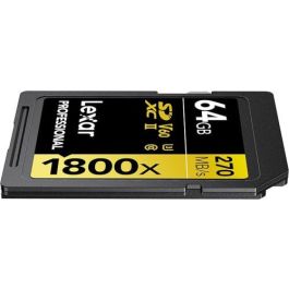Lexar LSD1800064G-BNNNG Tarjeta SDXC Profesional 1800x 64GB UHS-II V60 U3 C10 270MB/s Lectura 180MB/s Escritura Negra