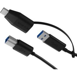 ICY BOX Cable USB-A a USB-B (ST-ST) 1m con Adaptador USB-A a USB-C (BU-ST) Negro