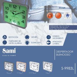 SAMI Despertador Mediano Cuadro Plano Blanco con Alarma Silenciosa y Parpadeo de Luz - Modelo DESPERTADOR SAMI MEDIANO - CUAD / PLANO / SILEN / ALARM