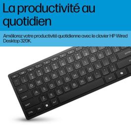 HP Teclado USB con Cable 320K - Productividad Diaria para Escritorio, Cableado, Cómodo y Fiable