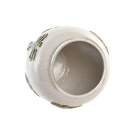 DKD Home Decor Jarrón Tropical de Cerámica Blanco/Marrón con Palmeras 21 x 29 x 21 cm (2 Unidades)