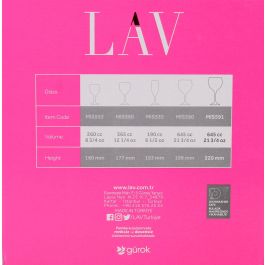 Lav Set de 6 Copas para Combinados Misket 645 ml, 9.5 cm diámetro superior, 10.5 cm diámetro base, 22 cm alto (4 Cajas)