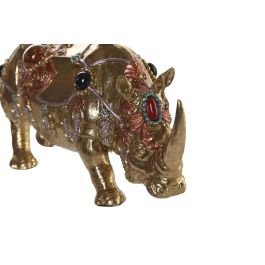 DKD Home Decor Figura Rinoceronte Colonial de Resina Dorada 6.5x22x9 cm (Pack de 4 Unidades)