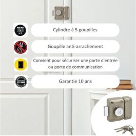 Yale YV25BT-45 - Cilindro de Cerradura para Puerta con Protección Antidesgarro - 4 Llaves - Beige