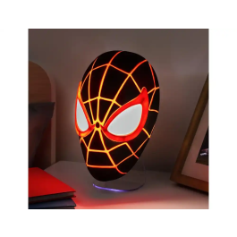Wondee Lampara Mascara Miles Morales Spider-Man, Luz Decorativa LED 5W, 180 Lumenes, 180x115x175 mm