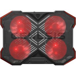 GENESIS Oxid 260 Base Refrigeradora para portátiles hasta 17.3" con 4 ventiladores, 8 Ángulos Ajustables, Gaming Negro/Rojo