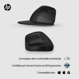 HP Ratón Ergonómico Vertical Inalámbrico Bluetooth/2.4GHz 6H1A5AA Negro