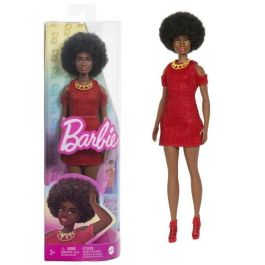 Barbie HRH18 Muñeca Fashionista 65 Aniversario Piel Negra Vestido Rojo con Hombros Abiertos, Tacones y Collar +3 años Precio: 27.50000033. SKU: B1FJRA3ER4