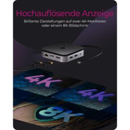 ICY BOX IB-DK408-C41 Docking Station USB4/Thunderbolt 4 7-en-1 PD 60W para PC/Mac, HDMI 2.1, DisplayPort 1.4, Ethernet