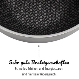 GSW Wok Pro con Tapa Ø 32 cm Acero Inoxidable Fondo 3 Capas Apto Inducción