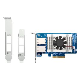 Qnap Tarjeta de Red QXG-10G2T, 10 GbE, 2 x RJ45, Multivelocidad, PCIe 3.0 x4, Compatible con NAS y PCs