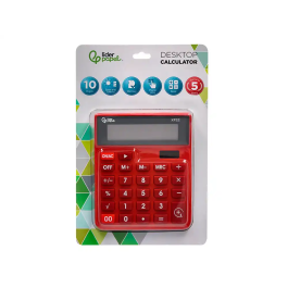 Liderpapel xf22 Calculadora Sobremesa 10 Dígitos Solar y Pilas Color Rojo 127x105x24 mm