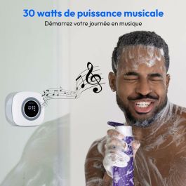 Medion MED1737362723132 Radio de Ducha FM Bluetooth IPX6 con Soporte de Ventosa, Blanco