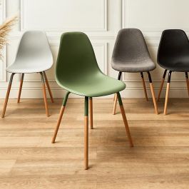 Home Deco Factory Silla Phenix Verde, Estilo Escandinavo, Asiento de Polipropileno y Estructura de Hierro