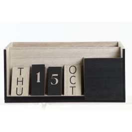 DKD Home Decor Organizador de Oficina Loft con Calendario Madera MDF Negro y Natural 15x15x30 cm Pack de 2 Unidades