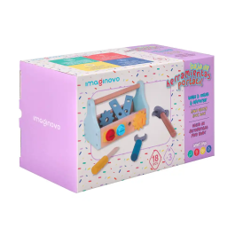 Imaginovo Maletín de Herramientas Infantil de Madera para +3 Años, 18 Piezas, 21.4x13.2x11cm