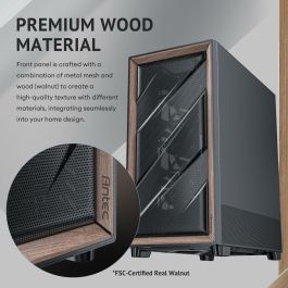 ANTEC FLUX SE Midi Tower para PC, Negro y Madera