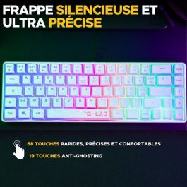 The G-Lab THE1731112746880 Teclado Gaming KEYZ HYDROGEN WL Inalámbrico Semimecánico Membrana Retroiluminación Arcoíris Azerty Blanco