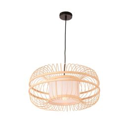SKD-P80041 Lámpara Colgante Burgas de Bambú Natural - Diseño Mediterráneo, Boho-Chic para Salón, Comedor, Dormitorio E27