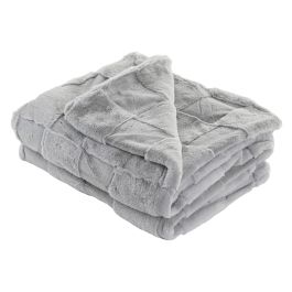 DKD Home Decor Manta Gris Claro Poliéster 170x130 cm 630 gsm para Sofá Estilo Urban (2 Unidades)