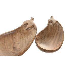 DKD Home Decor Centro Mesa Marron Acacia Set de 2 Piezas 28 x 14 x 2.5 cm