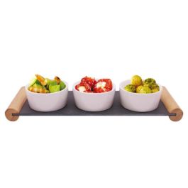 DKD Home Decor Tabla Aperitivo de Gres y Pizarra Negro y Blanco, Set de 4, Apto Microondas y Lavavajillas, 33x10x5.8 cm Precio: 10.69000031. SKU: S3037407