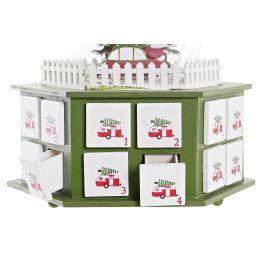 DKD Home Decor Calendario Adviento Navidad Fantasia Verde Rojo 19 x 20 x 22 cm (2 Unidades) LED Madera Acrílico