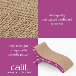 Catit Poste Rascador de Cartón Corrugado con Catnip para Gatos, Protege Muebles de Arañazos, 46x22x20 cm Violeta