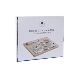 DKD Home Decor Tabla Aperitivo Tradicional Verde Beige Bambú Gres Set de 4 (20 x 1.2 x 24.5 cm)