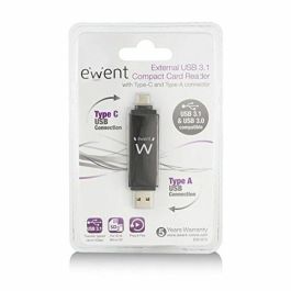 Ewent Lector Tarjetas Compacto USB 3.1 Gen1 EW1075, Tipo C y A, SD/SDHC/SDXC/Micro SD, 5Gbit/s