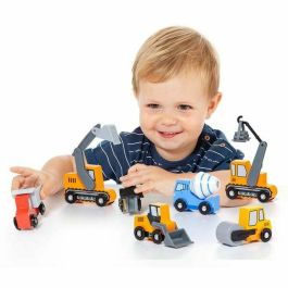 Molto Camiones de Construcción de Madera, Set de 7 Piezas, Juguete Infantil, Edad Mínima 1 Año