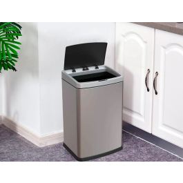 Q-connect Papelera Metálica con Sensor Automático, 30 Litros, Cromada, 500x240x330 mm