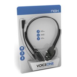 Nox Voice One Auriculares Estéreo con Micrófono Flexible, Doble Jack 3.5 mm, Negros