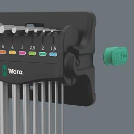 Wera 950/9 Hex-Plus 05022102001 - Juego de llaves Allen métricas de 9 piezas (1.5-10mm), cromadas