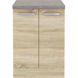 Mueble bajo con 2 puertas batientes - Decoración roble Sonoma - An 60 x P 51,6 x Al 85 cm - LASSEN Mueble bajo con 2 puertas batientes - Decoración roble Sonoma - An 60 x P 51,6 x Al 85 cm - LASSEN