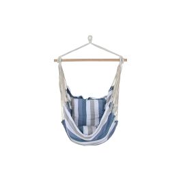 DKD Home Decor Silla Colgante para Terraza y Jardín, Rayas Azul y Blanco, Algodón Poliéster, Capacidad 100kg, 100x60x135 cm