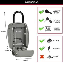 MASTER LOCK Caja de llave segura - Talla L - Seguridad reforzada - Cofre con mini asa MASTER LOCK Caja de llave segura - Talla L - Seguridad reforzada - Cofre con mini asa
