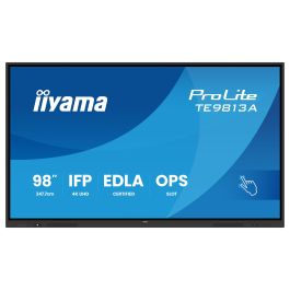 Iiyama TE9813A-B1AG ProLite 97.5" Panel Plano Interactivo IPS 4K Ultra HD 3840x2160 con 40 Puntos Táctiles por Infrarrojos (IR), Android 14, Wi-Fi 6, Altavoces 60W, Montaje VESA