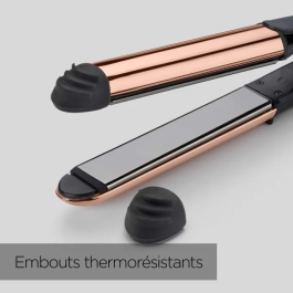 BaByliss ST482E Plancha para el Pelo con Brillo y Rizos, 5 Temperaturas hasta 235°C, Planchas de 28mm en Titanio Real