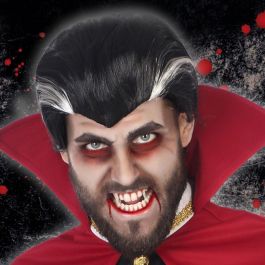 Peluca Vampiro Tupé Negro Con Canas para Adulto - Disfraz Halloween Drácula