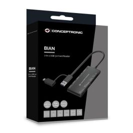 Conceptronic Lector Tarjetas Externo USB Tipo C BIAN03B, USB 3.0, Compatible SD, Micro SD, MS, CF, xD