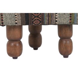 DKD Home Decor Reposapiés Alpino Algodón y Mango Multicolor 40 x 45 x 40 cm con Tapa - Colección Afrkn
