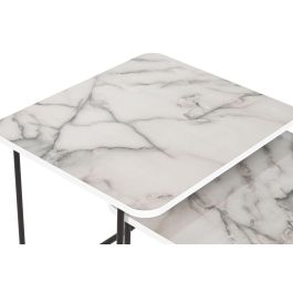 DKD Home Decor Mesita Auxiliar Set de 2 Blanco Negro 43 x 49 x 51 cm