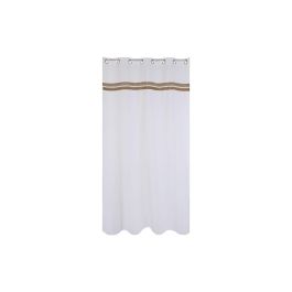 DKD Home Decor Cortina Cottage Blanco Natural 260x140 cm, Algodón, Yute y Poliéster con Anillas. Colección Nature23